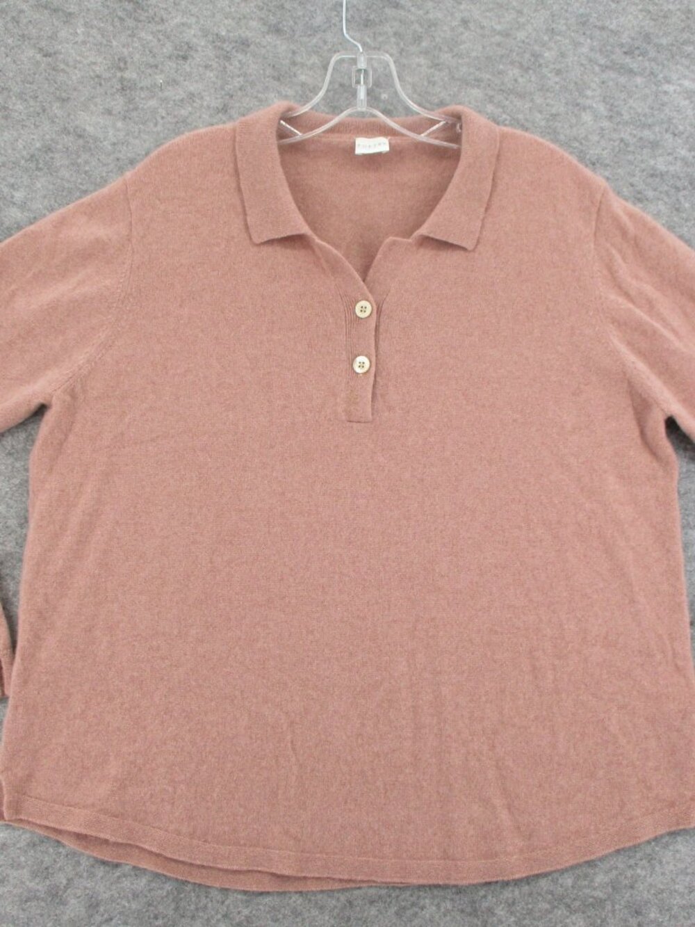 Poetry Sweater Womens 12 Extra Large 100% Cashmere Collar Button slits V Neck.